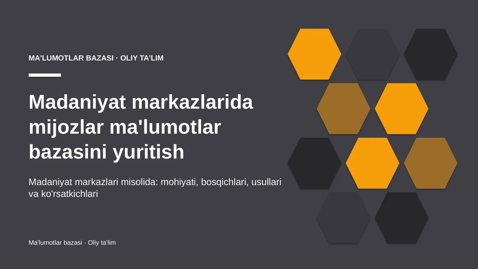 Madaniyat markazlarida mijozlar ma'lumotlar bazasini yuritish
