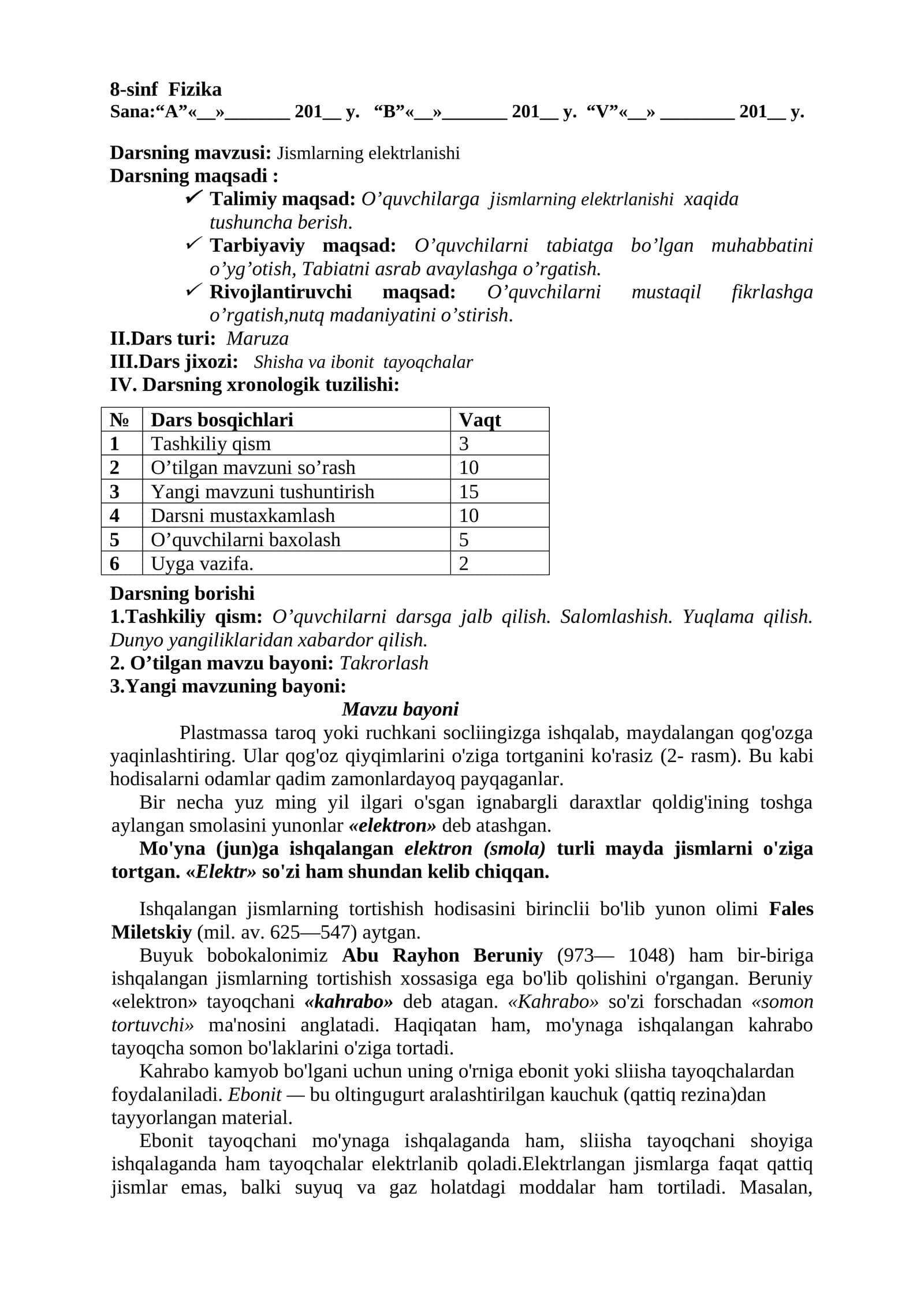Jismlarning elektrlanishi