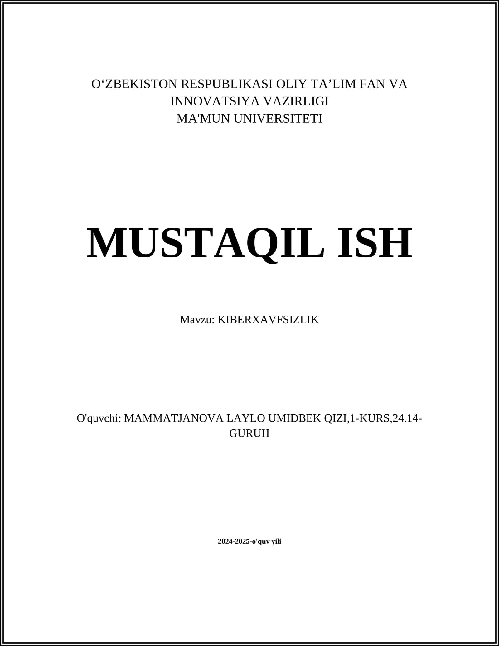 KIBERXAVFSIZLIK