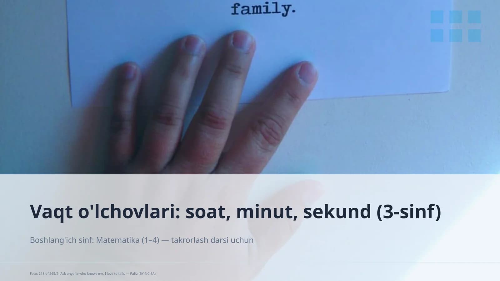 Vaqt o'lchovlari: soat, minut, sekund (3-sinf)