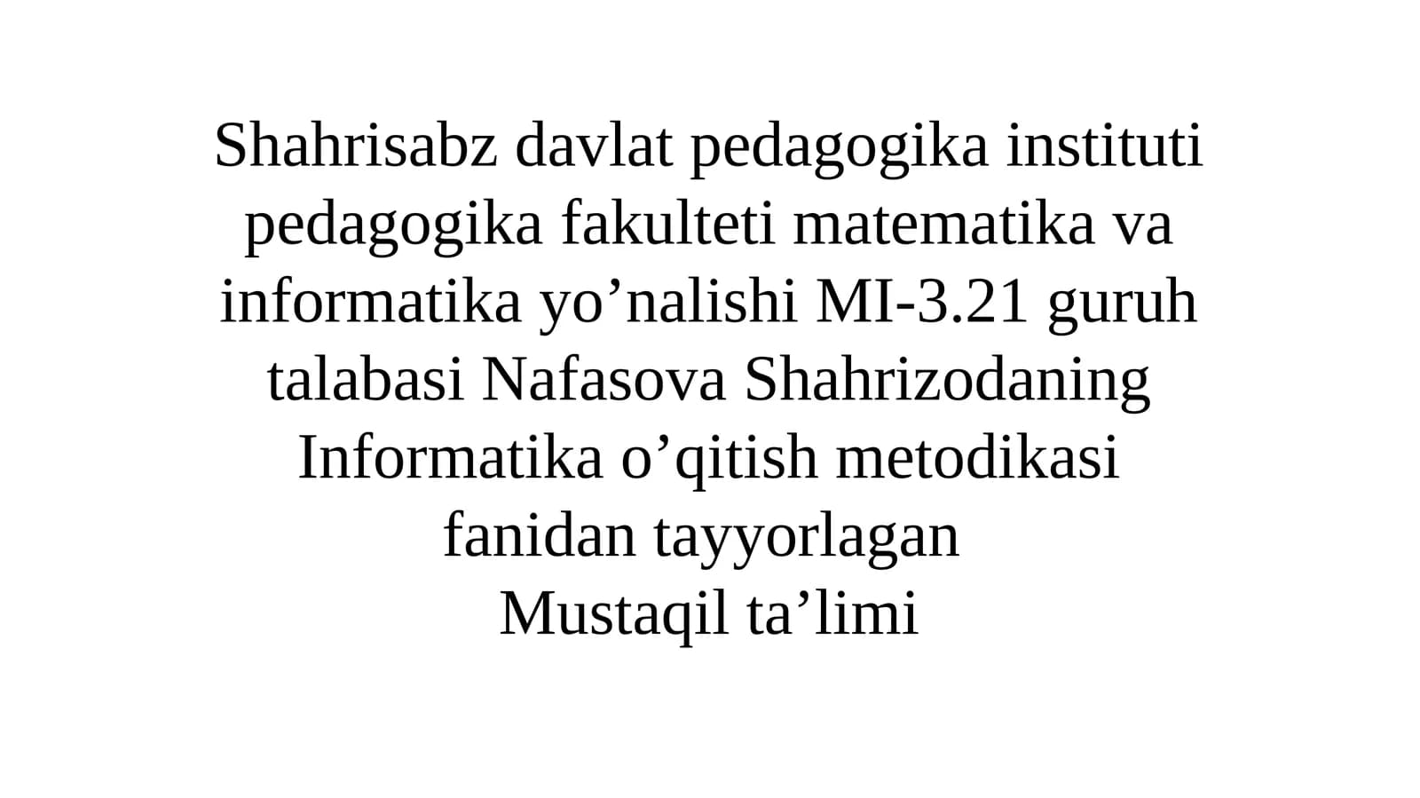 Informatika o'qitish metodikasi