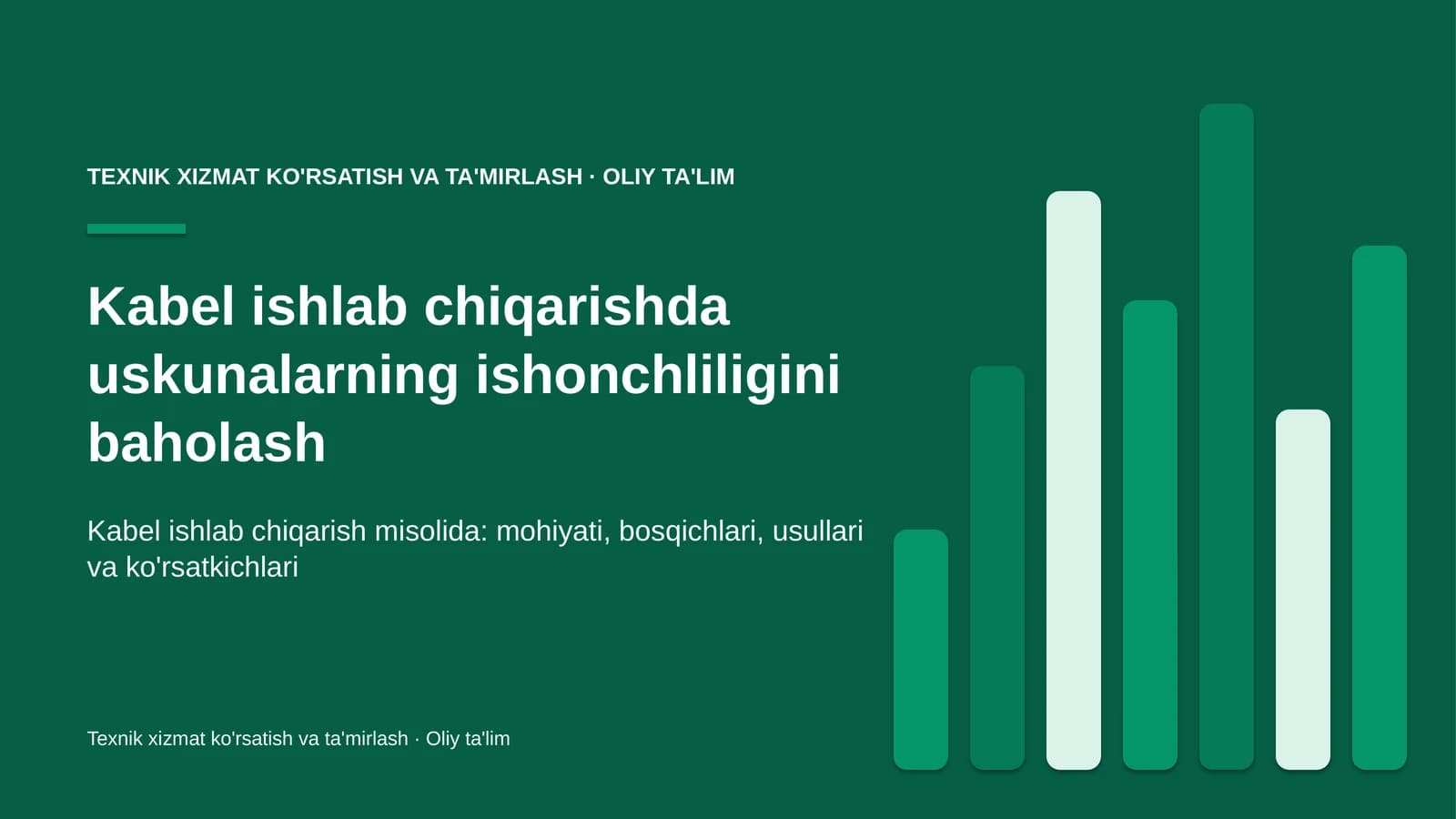 Kabel ishlab chiqarishda uskunalarning ishonchliligini baholash