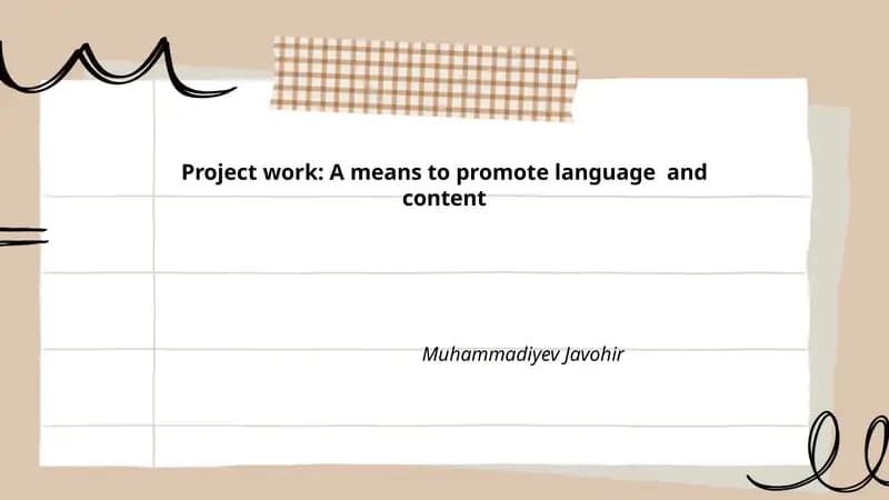 Project work: A means to promote language and content