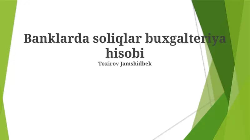 Banklarda soliqlar buxgalteriya hisobi