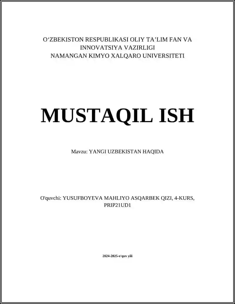 Yangi O'zbekiston Haqida