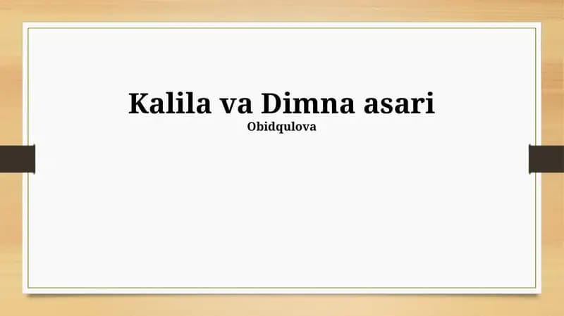 Kalila va Dimna asari