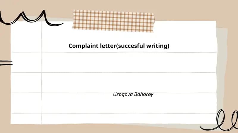 Complaint letter(succesful writing)