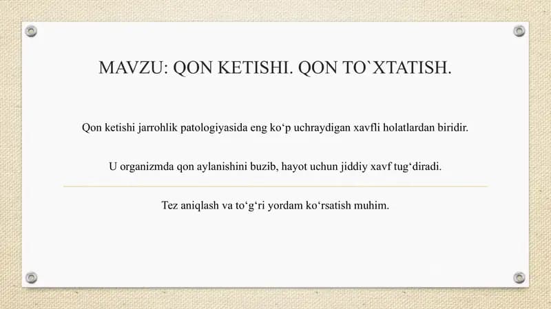 Qon ketishi. Qon to'xtatish