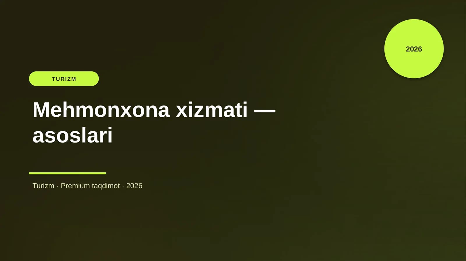 Mehmonxona xizmati — asoslari