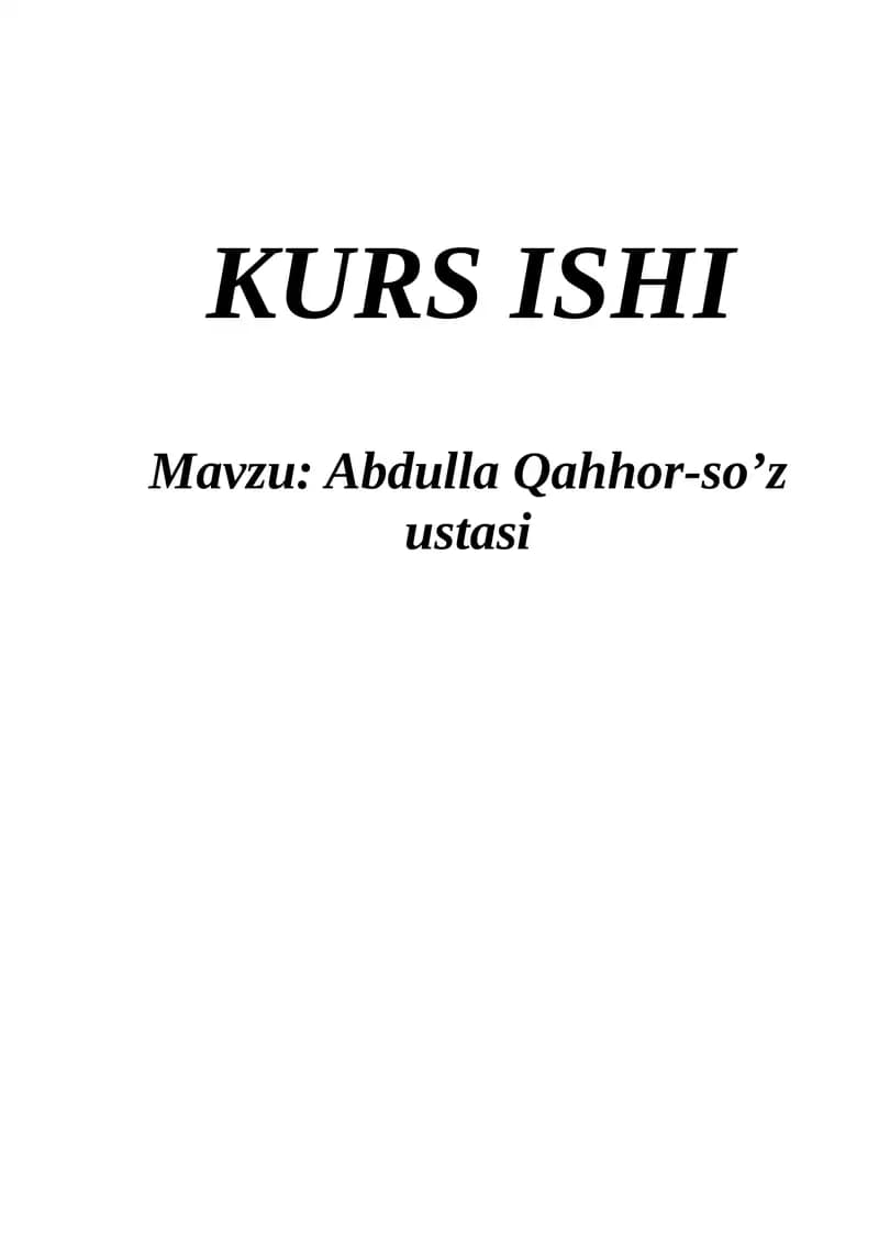 Abdulla Qahhor-so’z ustasi