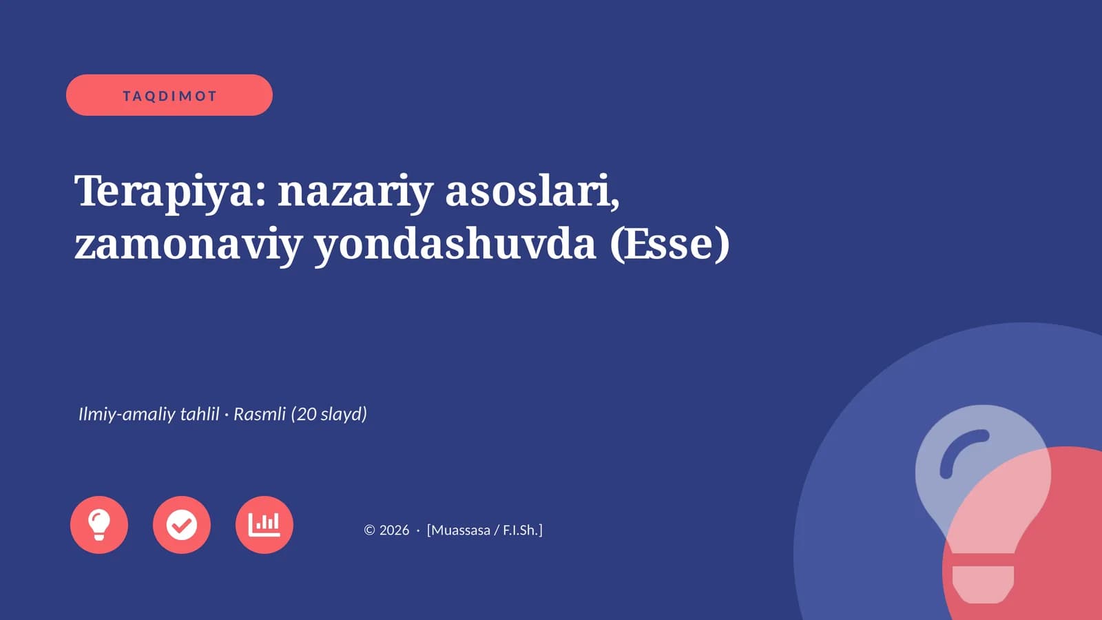 Terapiya: nazariy asoslari, zamonaviy yondashuvda (Esse)