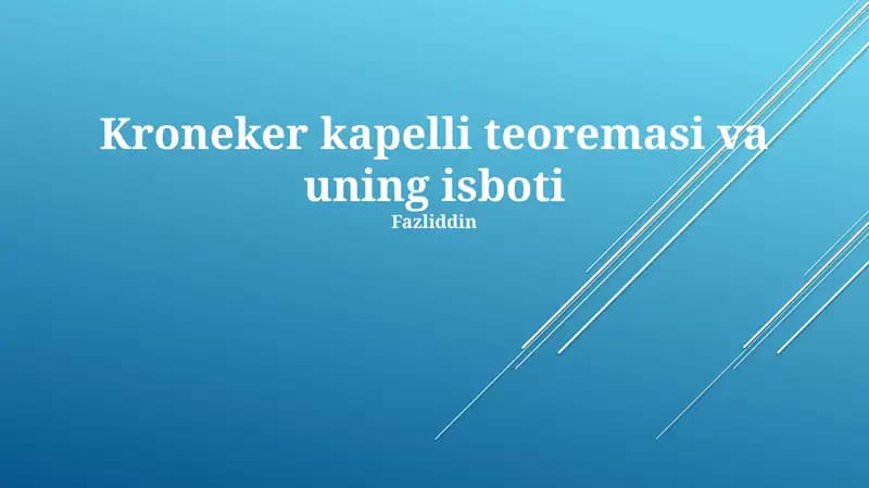 Kroneker-Kapelli teoremasi va uning isboti