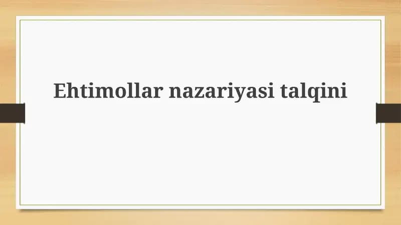 Ehtimollarnazariyasitalqini