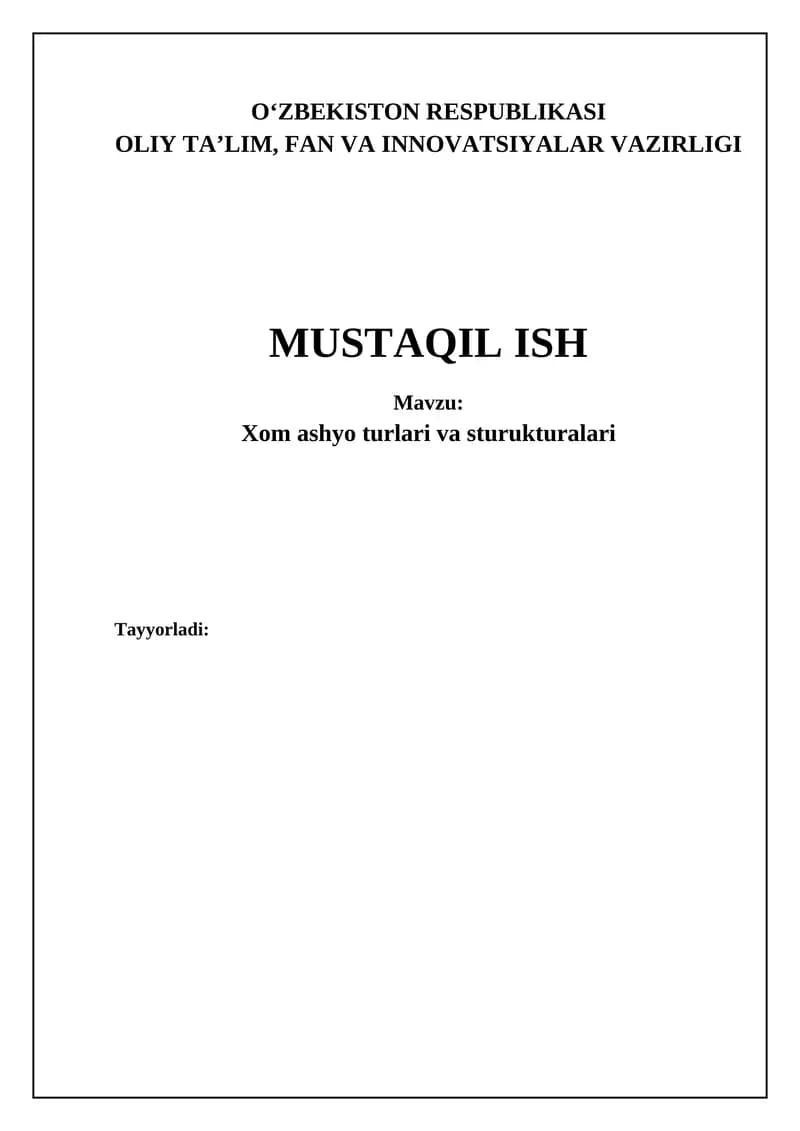 Xom ashyolar va materiallar