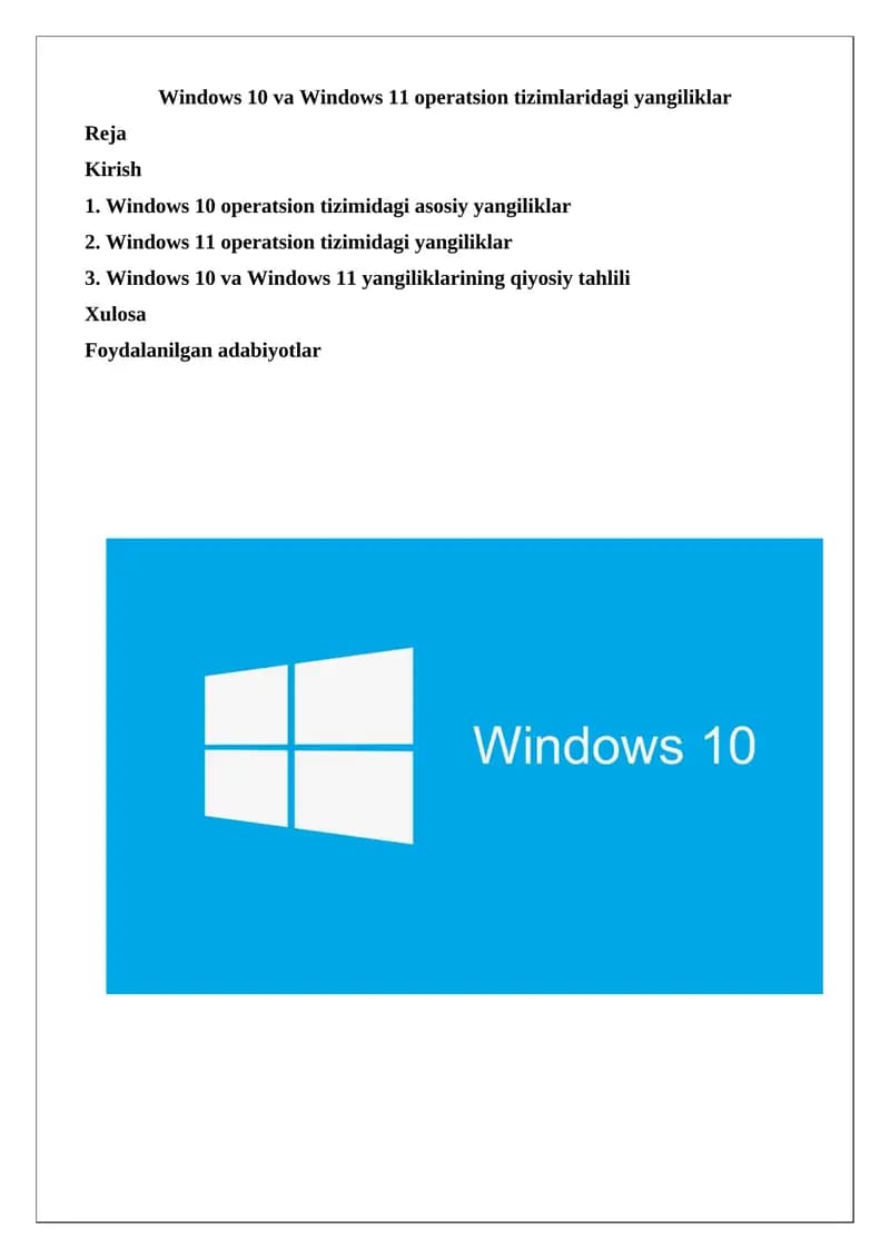 Windows 10 va Windows 11 operatsion tizimlaridagi yangiliklar