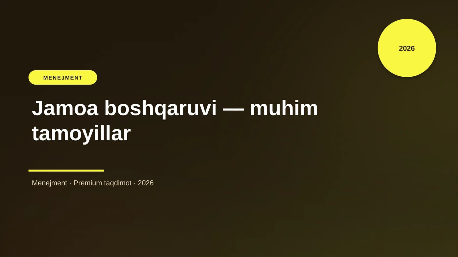 Jamoa boshqaruvi — muhim tamoyillar