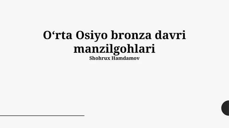 Oʻrta Osiyo bronza davri manzilgohlari