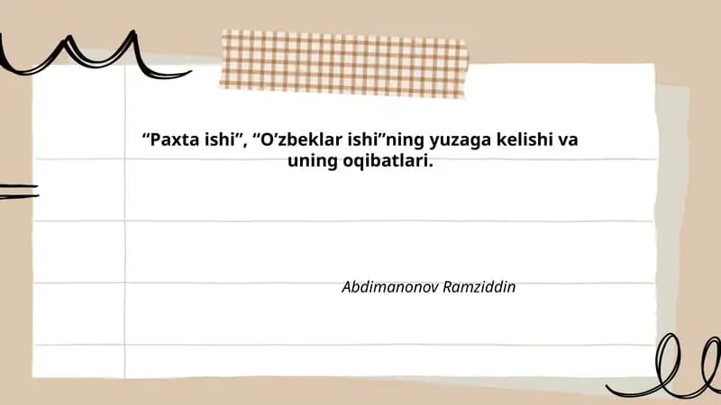 Paxta ishi, O'zbeklar ishi