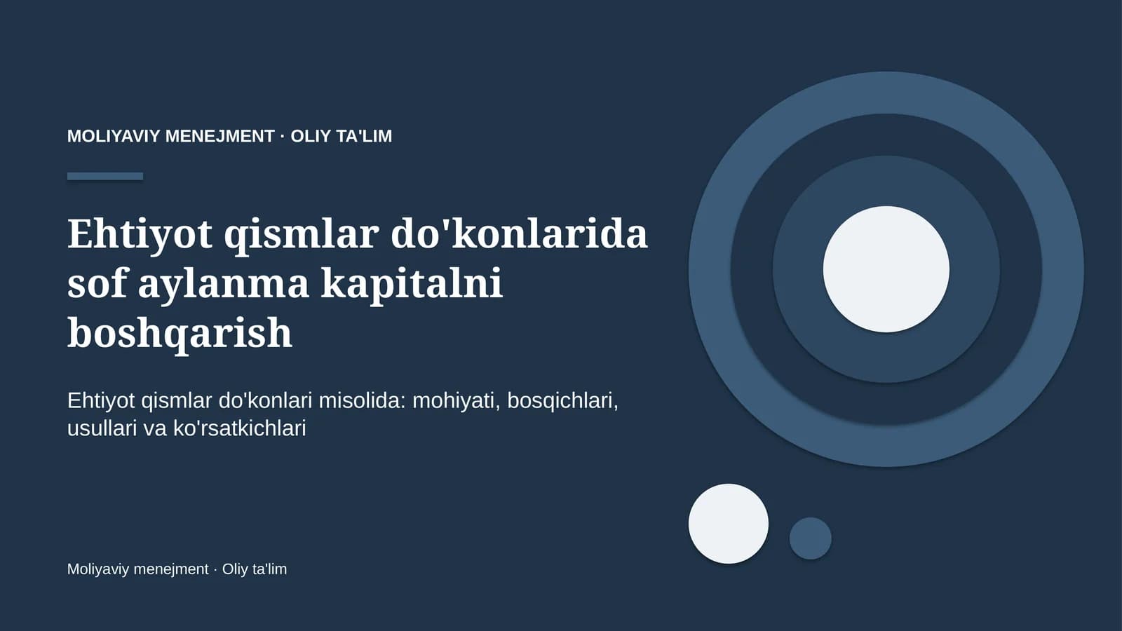 Ehtiyot qismlar do'konlarida sof aylanma kapitalni boshqarish