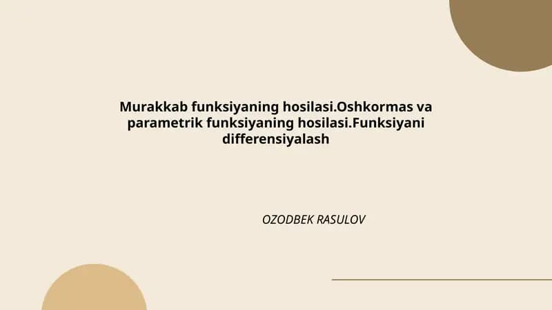 Murakkab funksiyaning hosilasi