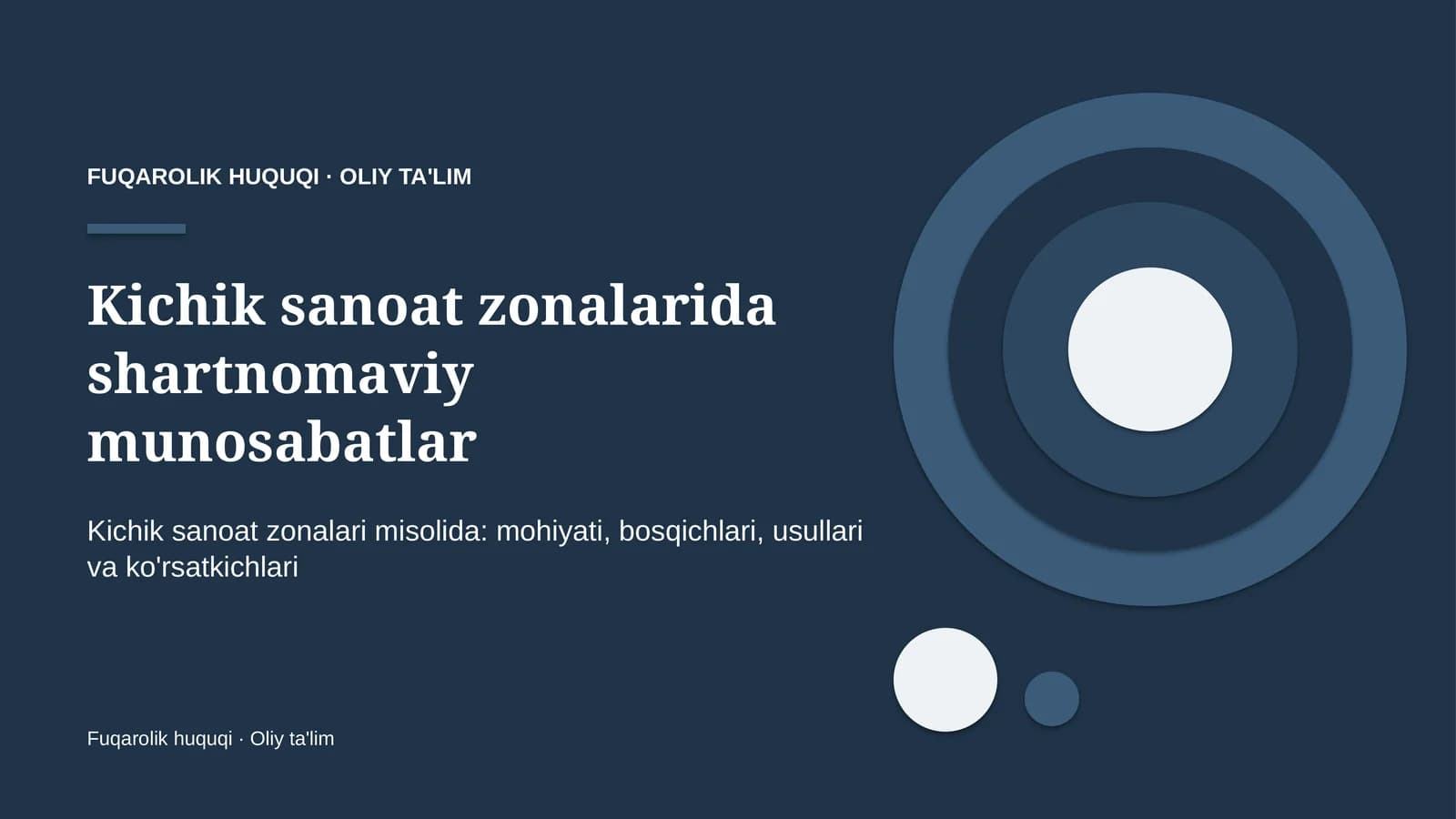 Kichik sanoat zonalarida shartnomaviy munosabatlar