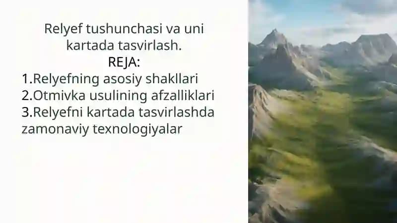 Relyef tushunchasi va uni kartada tasvirlash