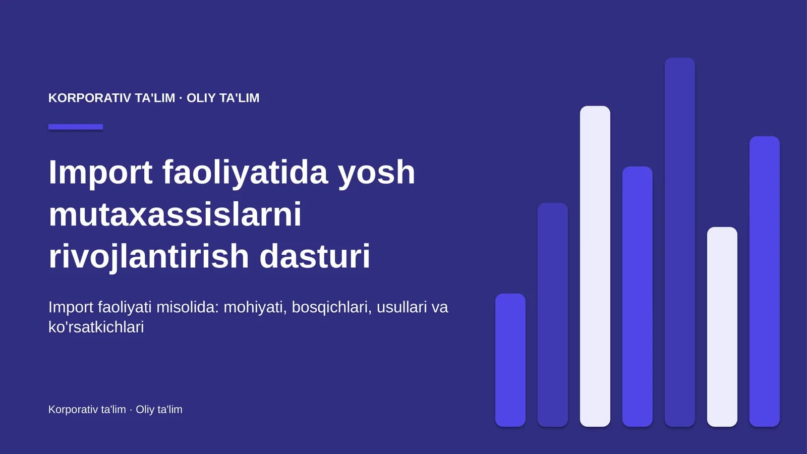 Import faoliyatida yosh mutaxassislarni rivojlantirish dasturi