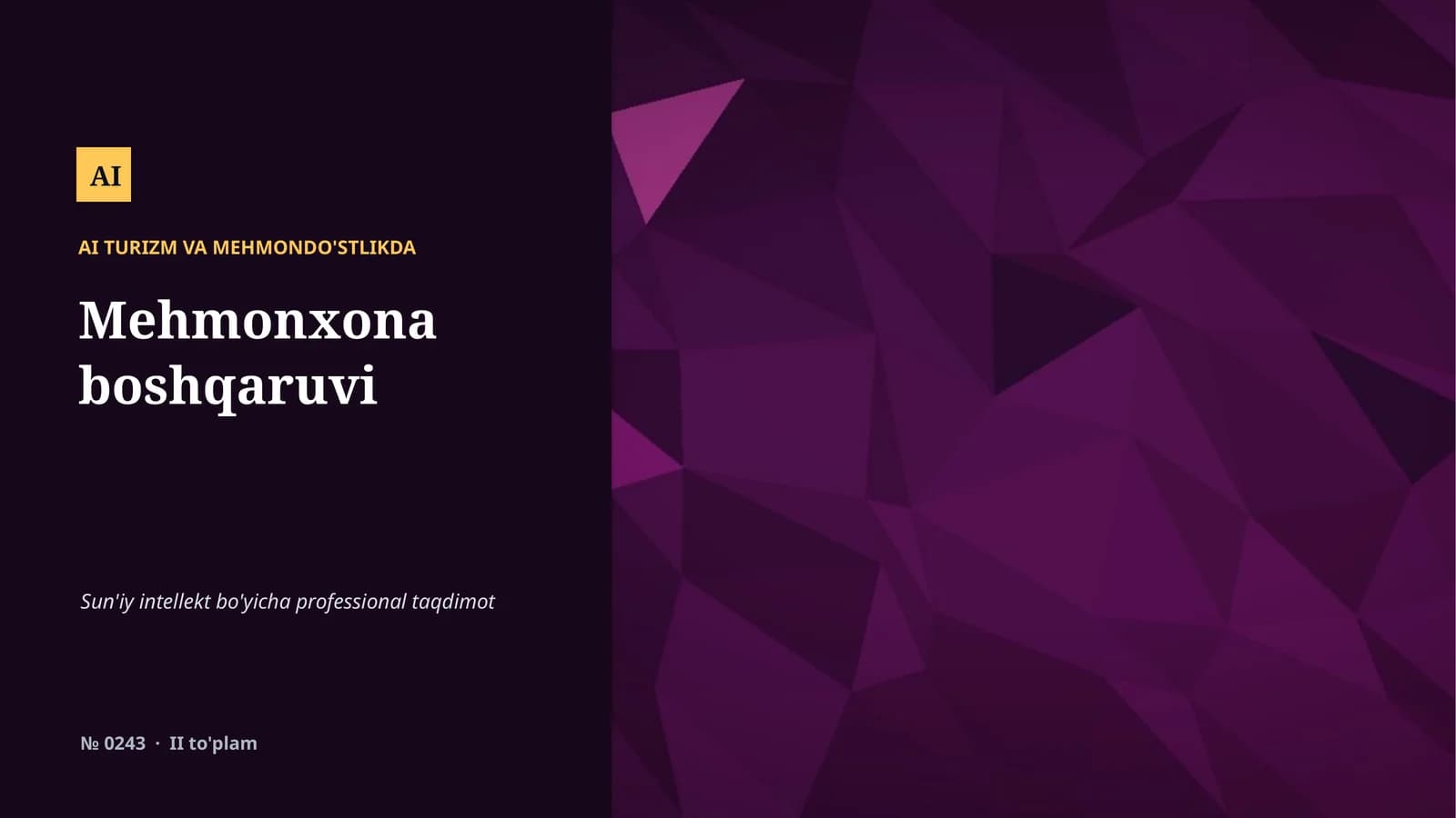 AI TURIZM VA MEHMONDO'STLIKDA