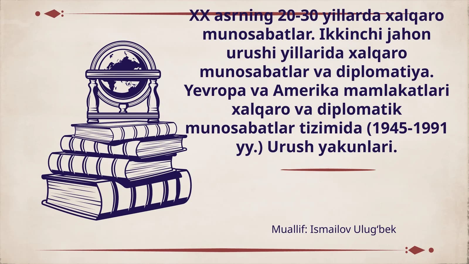 XX asrning 20-30 yillarda xorijiy va diplomatik munosabatlar