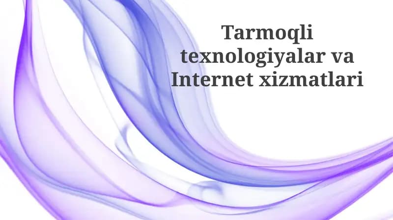 Internet Xizmatlari Ko'lami va Turi