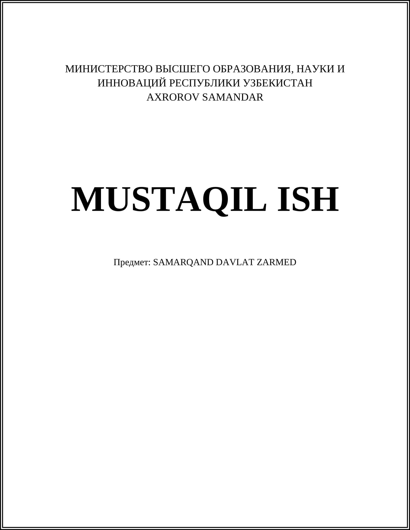 SAMARQAND DAVLAT ZARMED