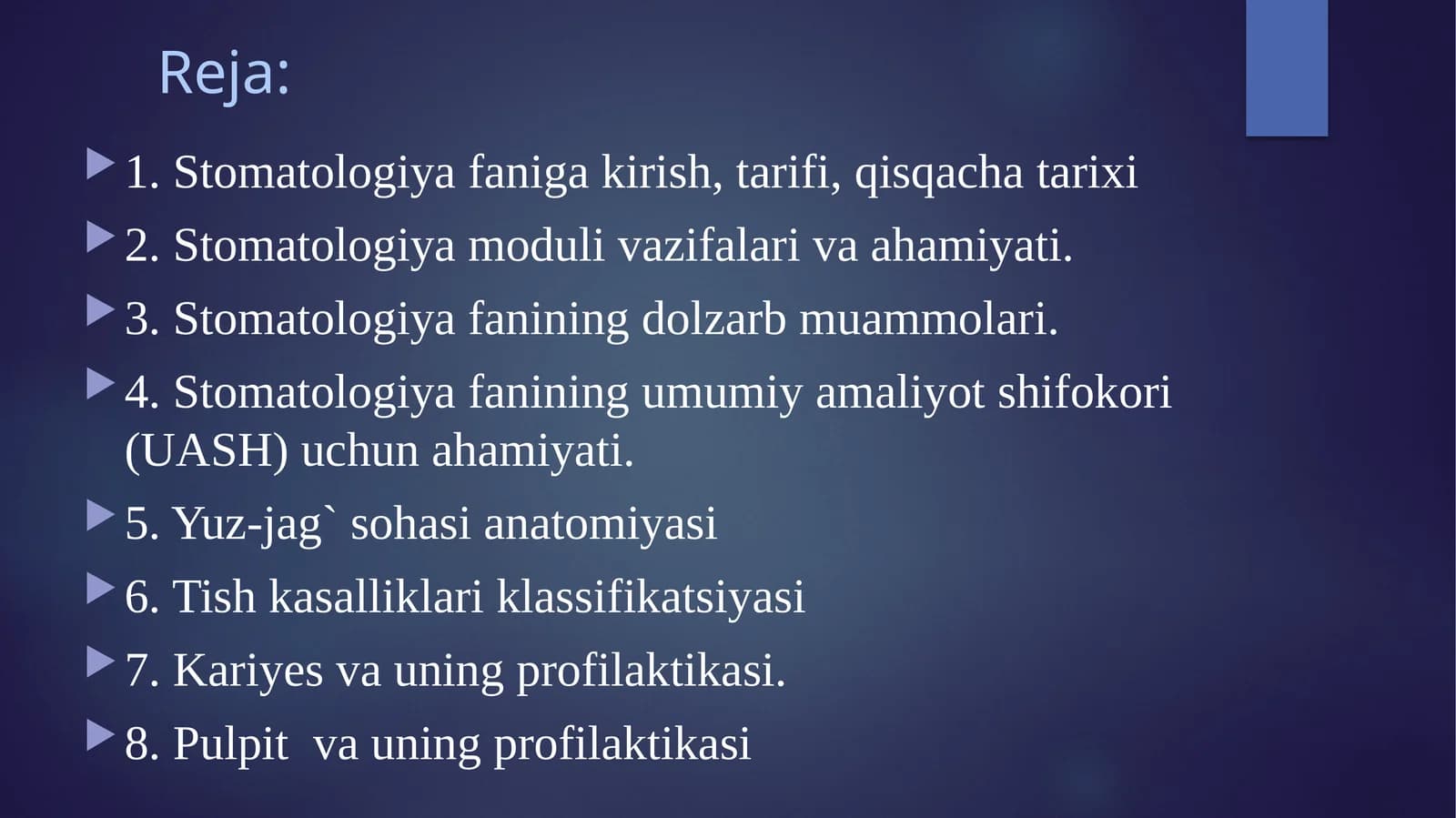 Stomatologiya faniga kirish