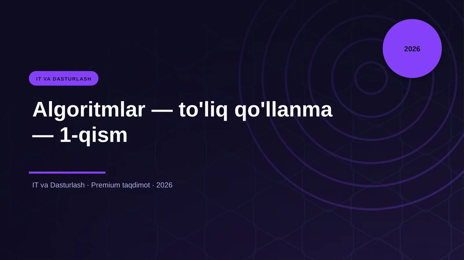 Algoritmlar — to'liq qo'llanma — 1-qism