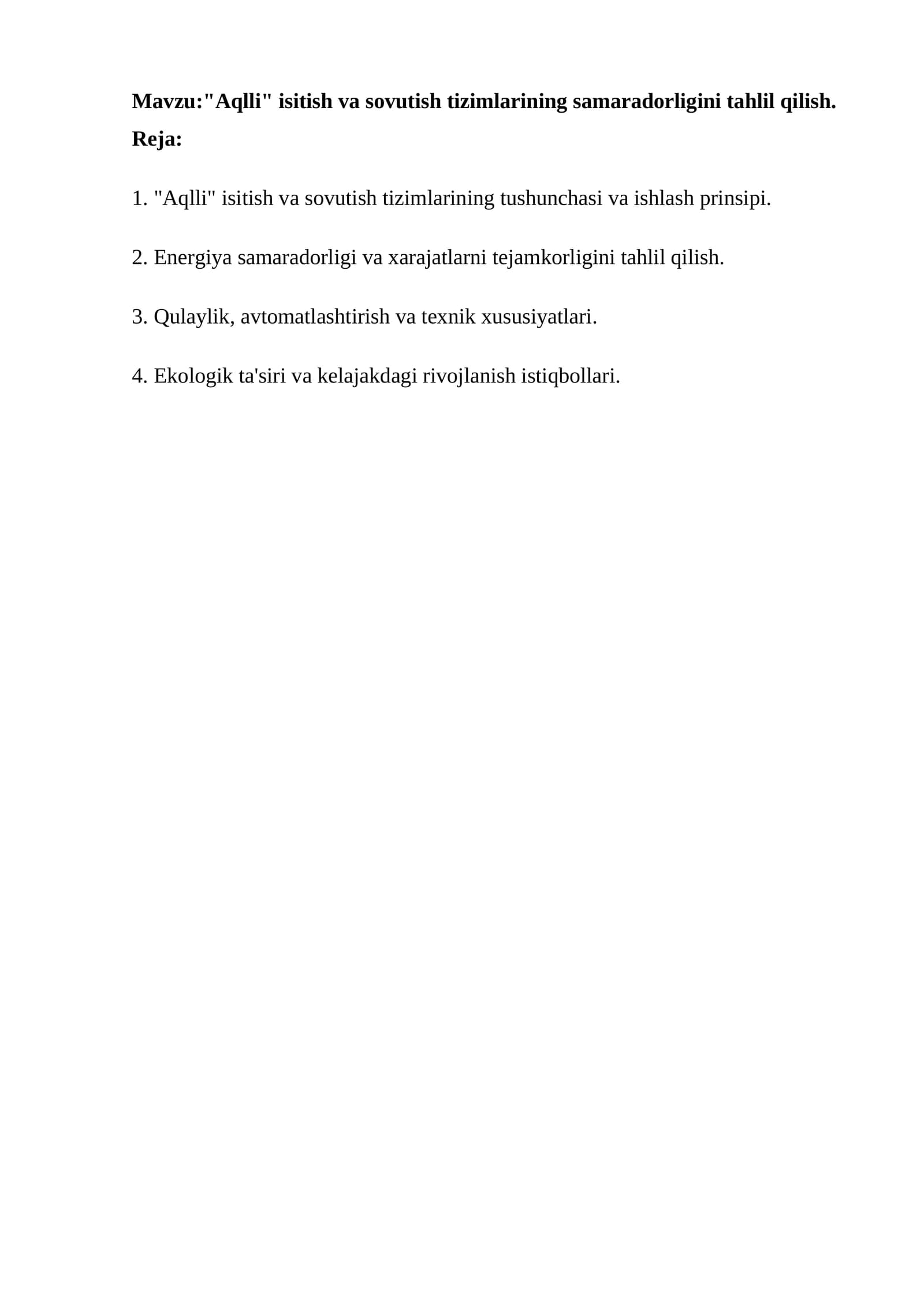 "Aqlli" isitish va sovutish tizimlari