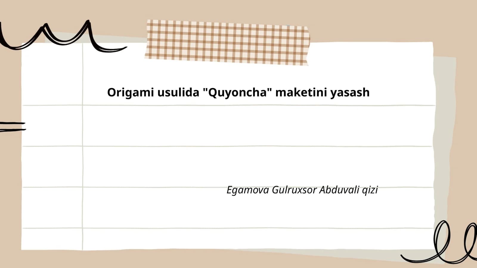 Origami usulida "Quyoncha" maketini yasash