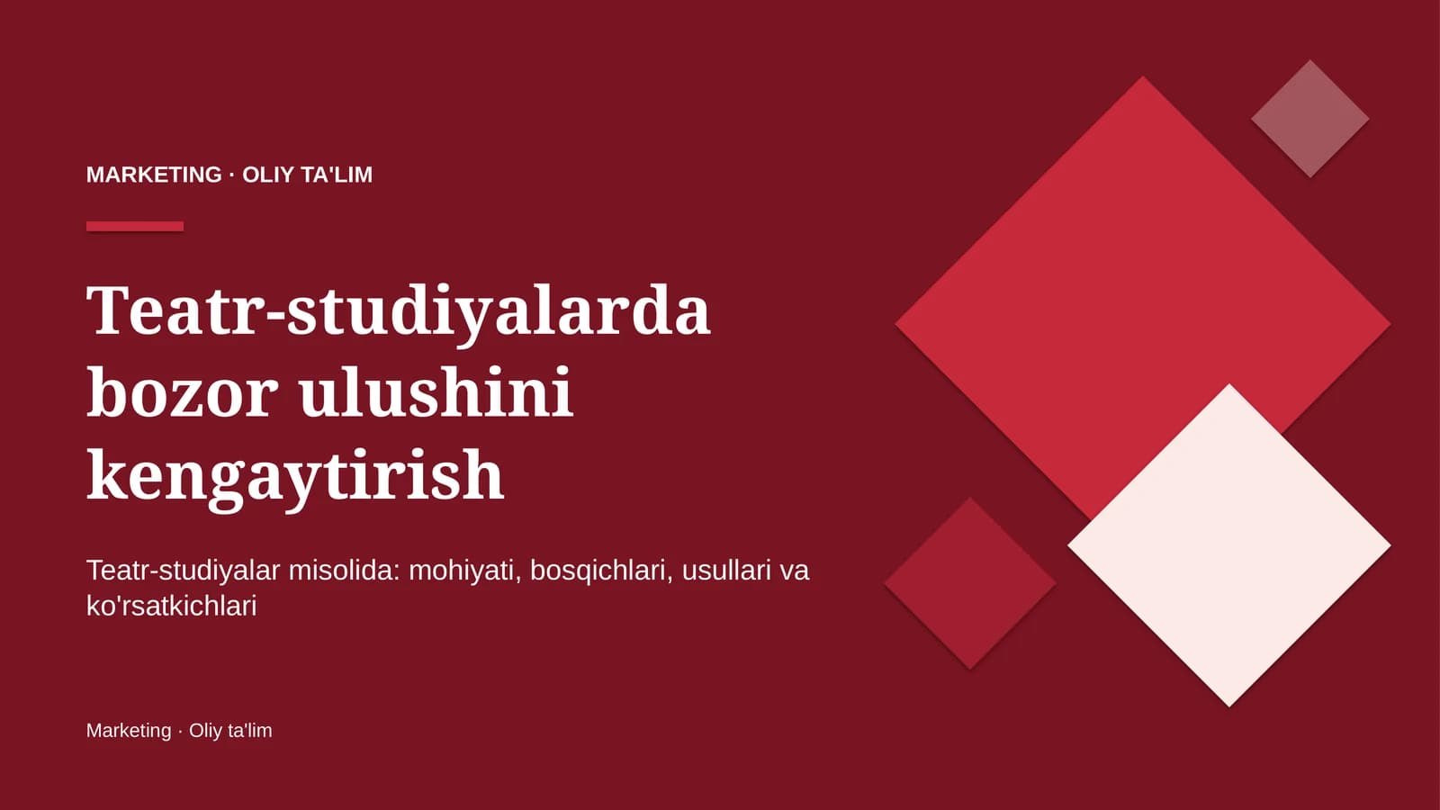 Teatr-studiyalarda bozor ulushini kengaytirish
