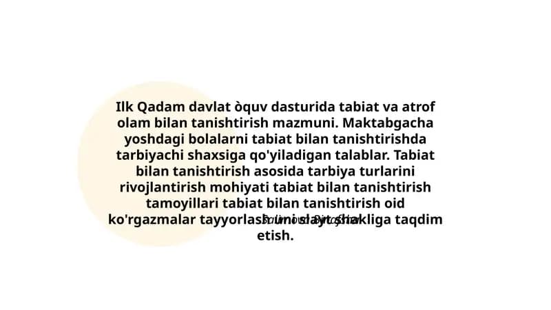Tabiat bilan tanishtirish metodikasi
