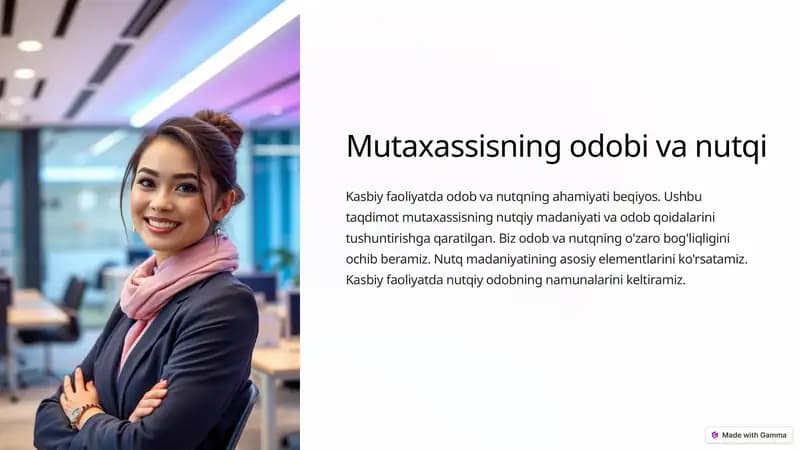 Mutaxassisning odobi va nutqi