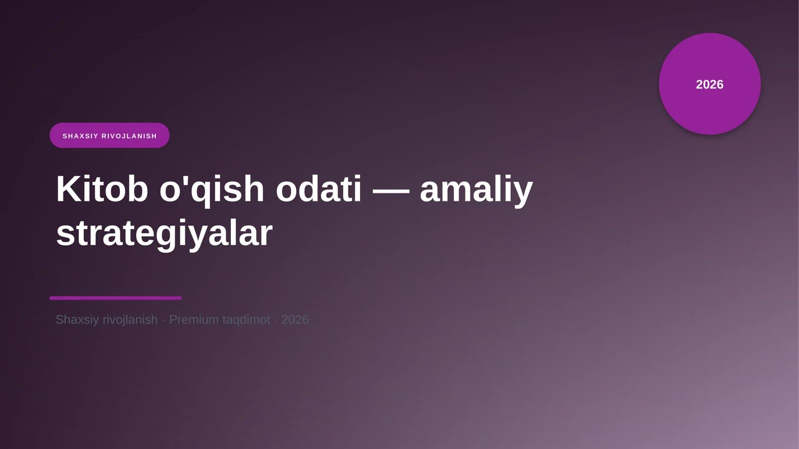 SHAXSIY RIVOJLANISH