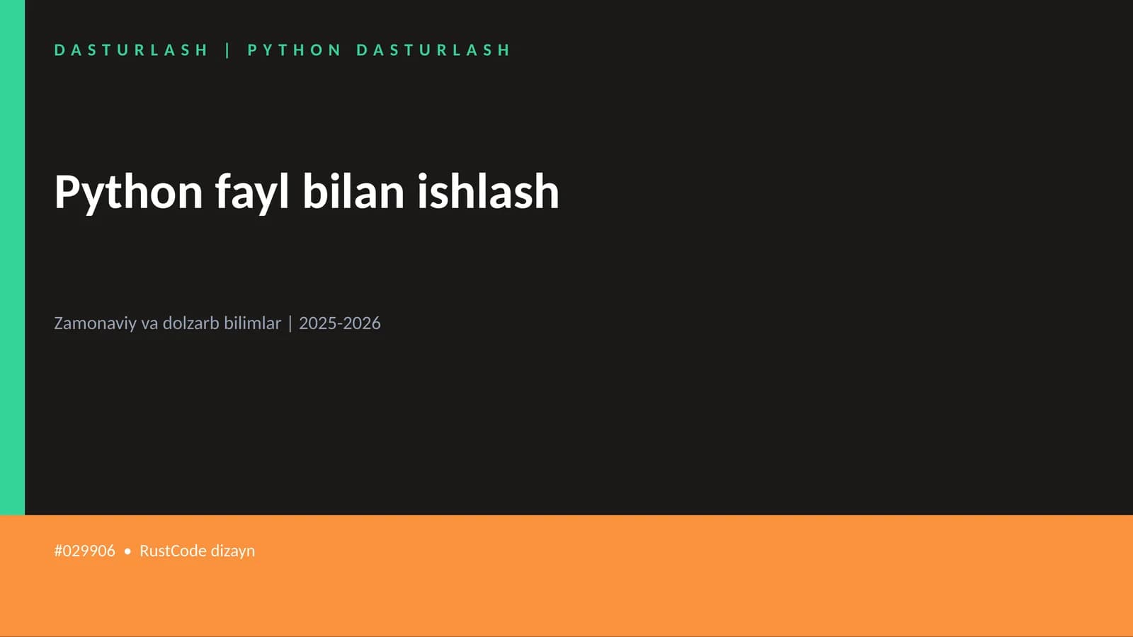 PYTHON DASTURLASH
