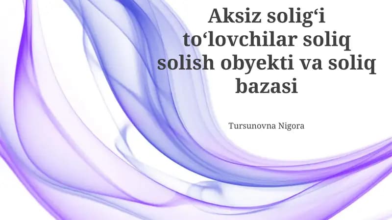 Soliq to'lovchilarning soliq obyektlari