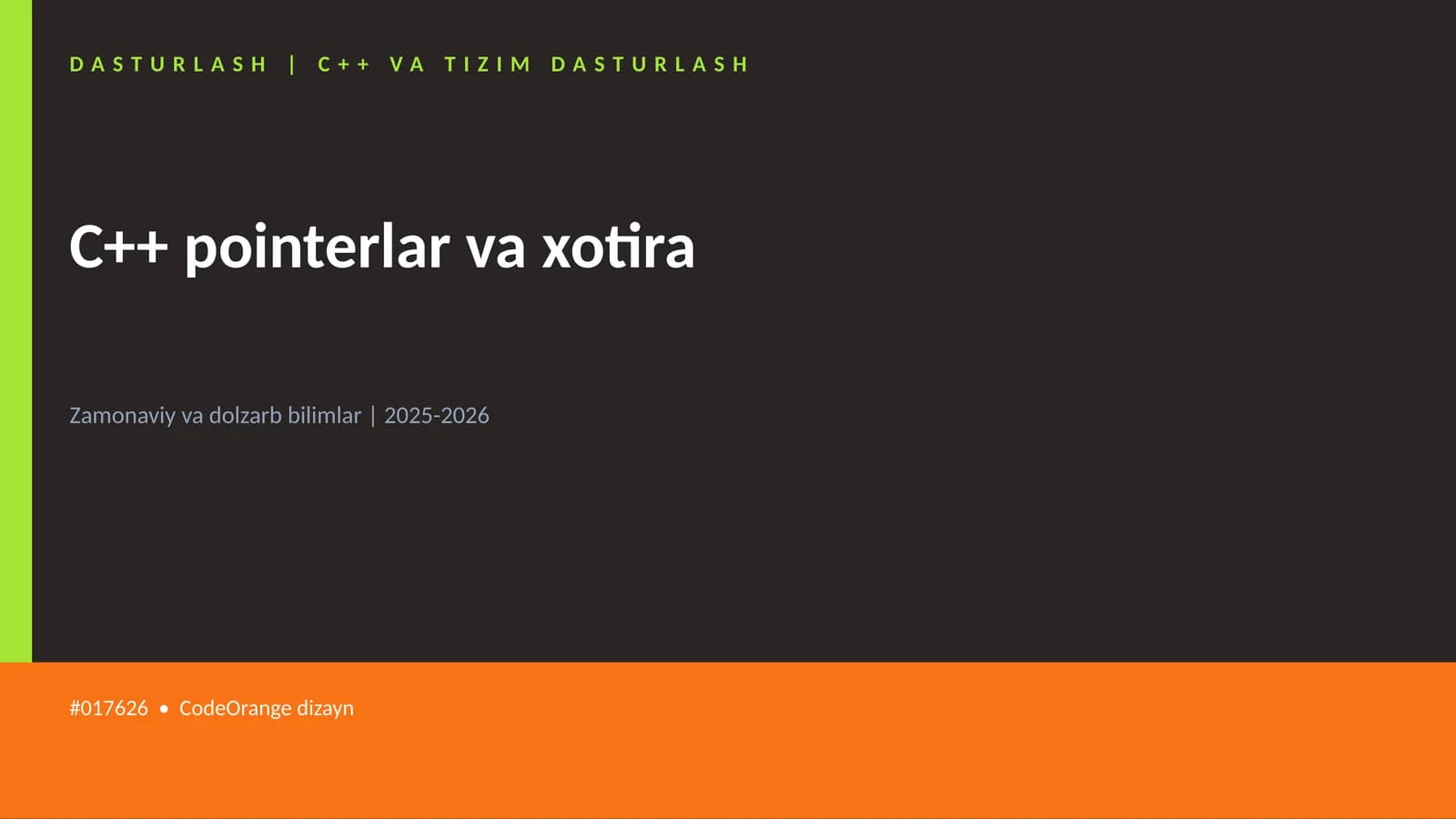 C++ VA TIZIM DASTURLASH