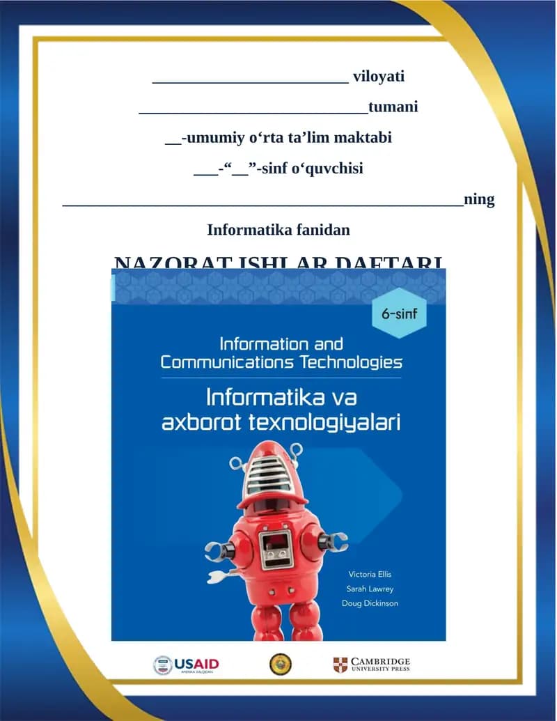 Informatika fanidan nazorat ishlari