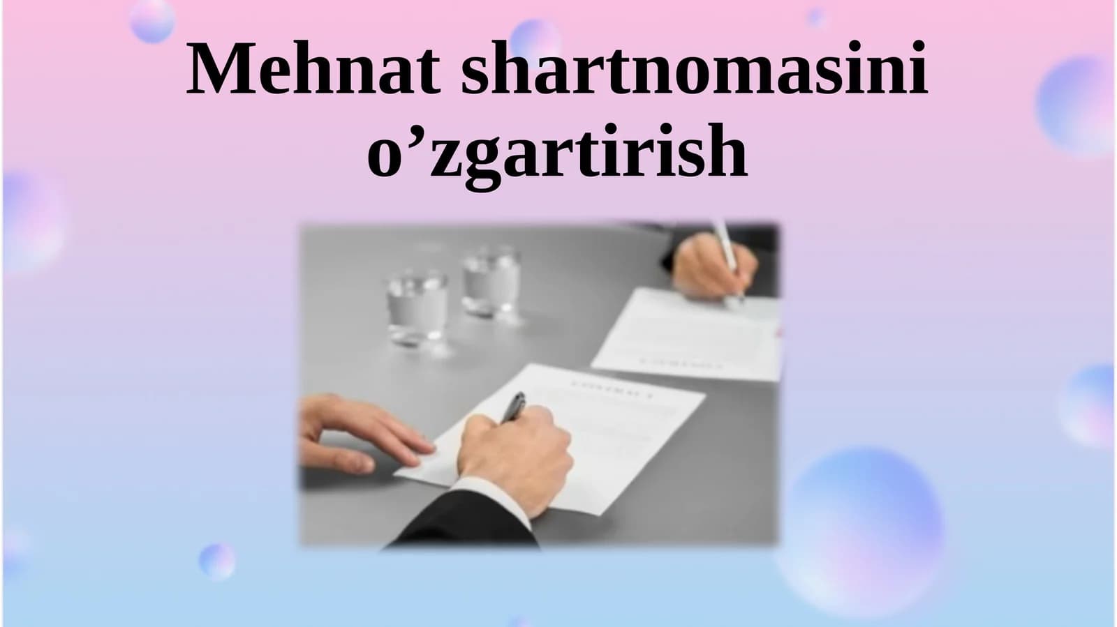 Mehnatshartnomasinio’zgartirish
