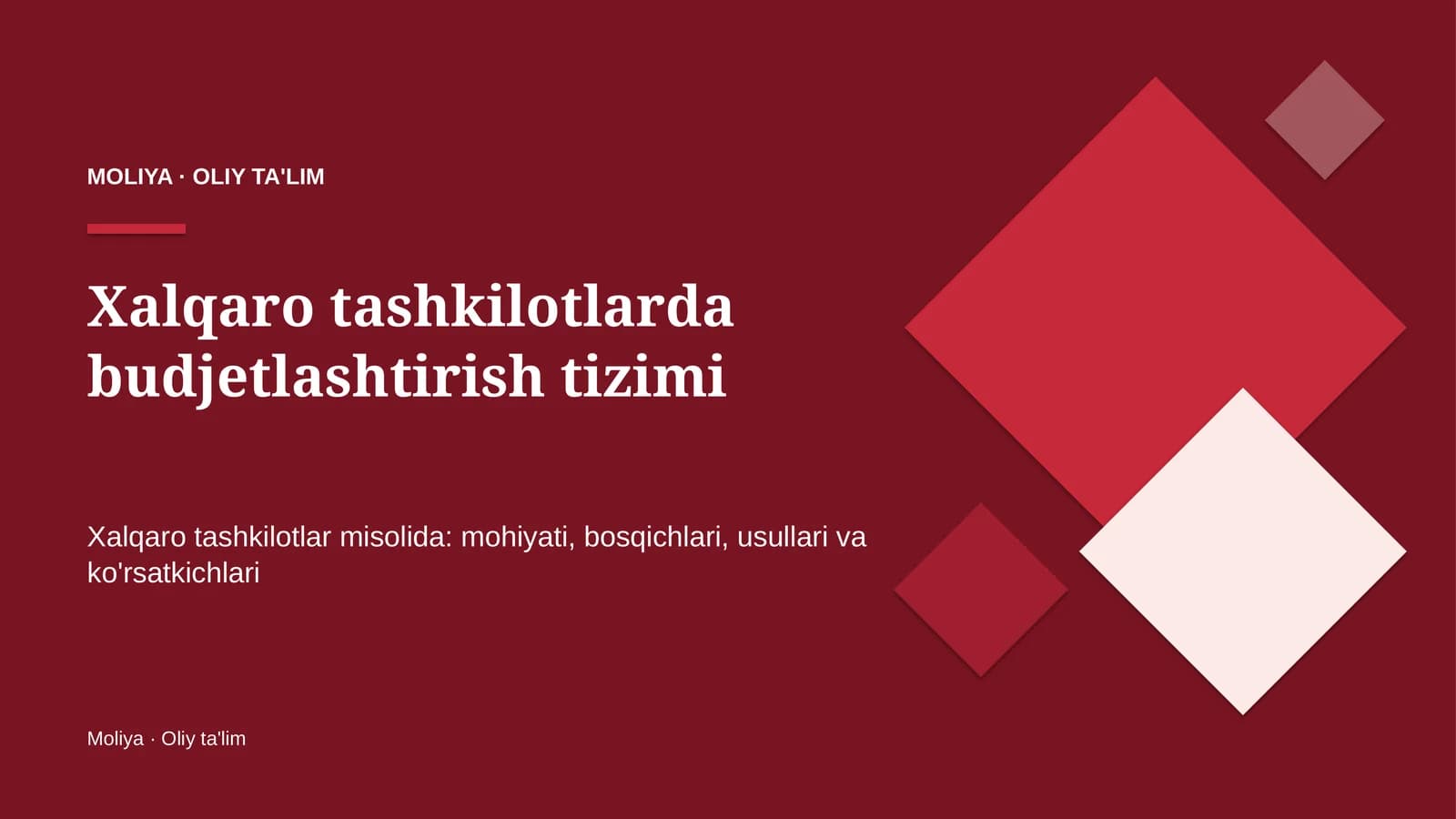 Xalqaro tashkilotlarda budjetlashtirish tizimi