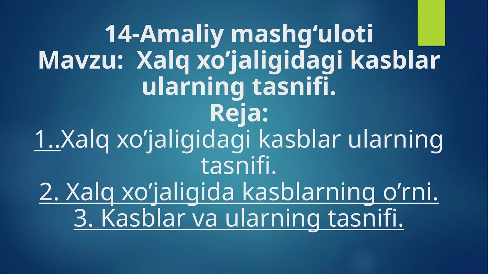 Kasblar tasnifi