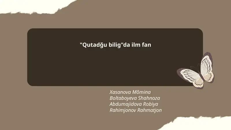 "Qutadğu bilig"da ilm fan