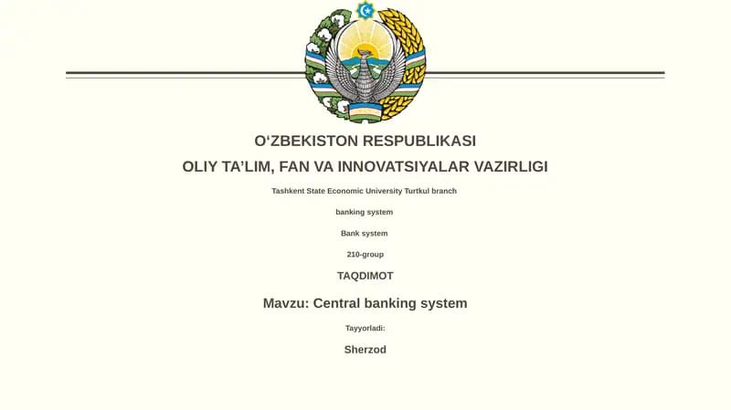 Central banking system