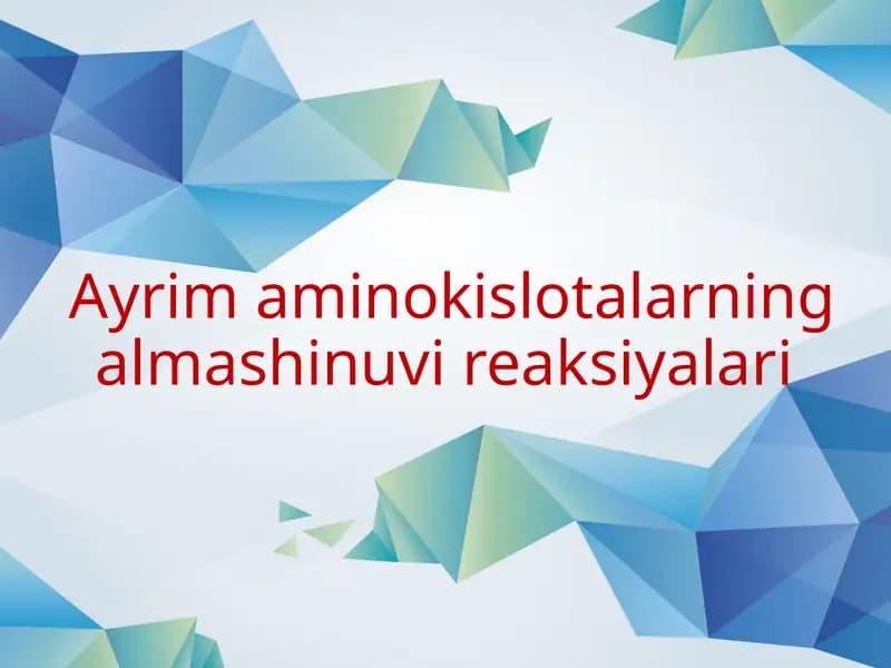 Aminokislotalarning Almashinuvi Reaksiyalari