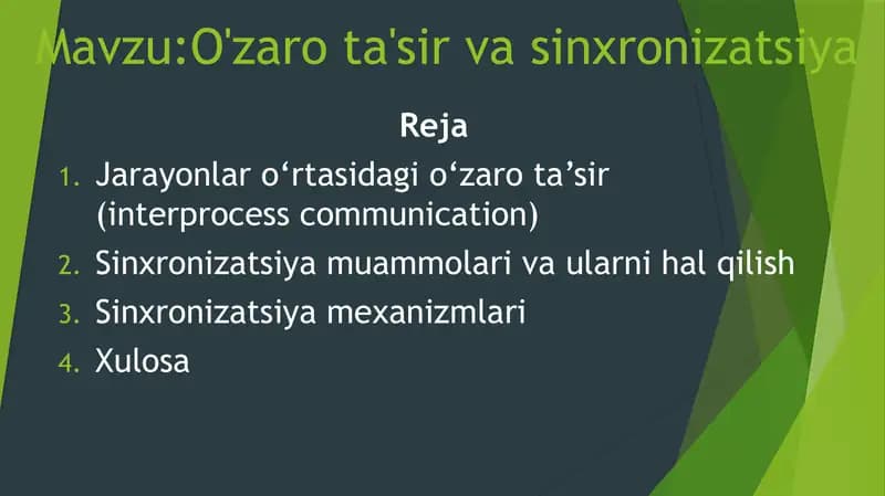 O'zaro ta'sir va sinxronizatsiya